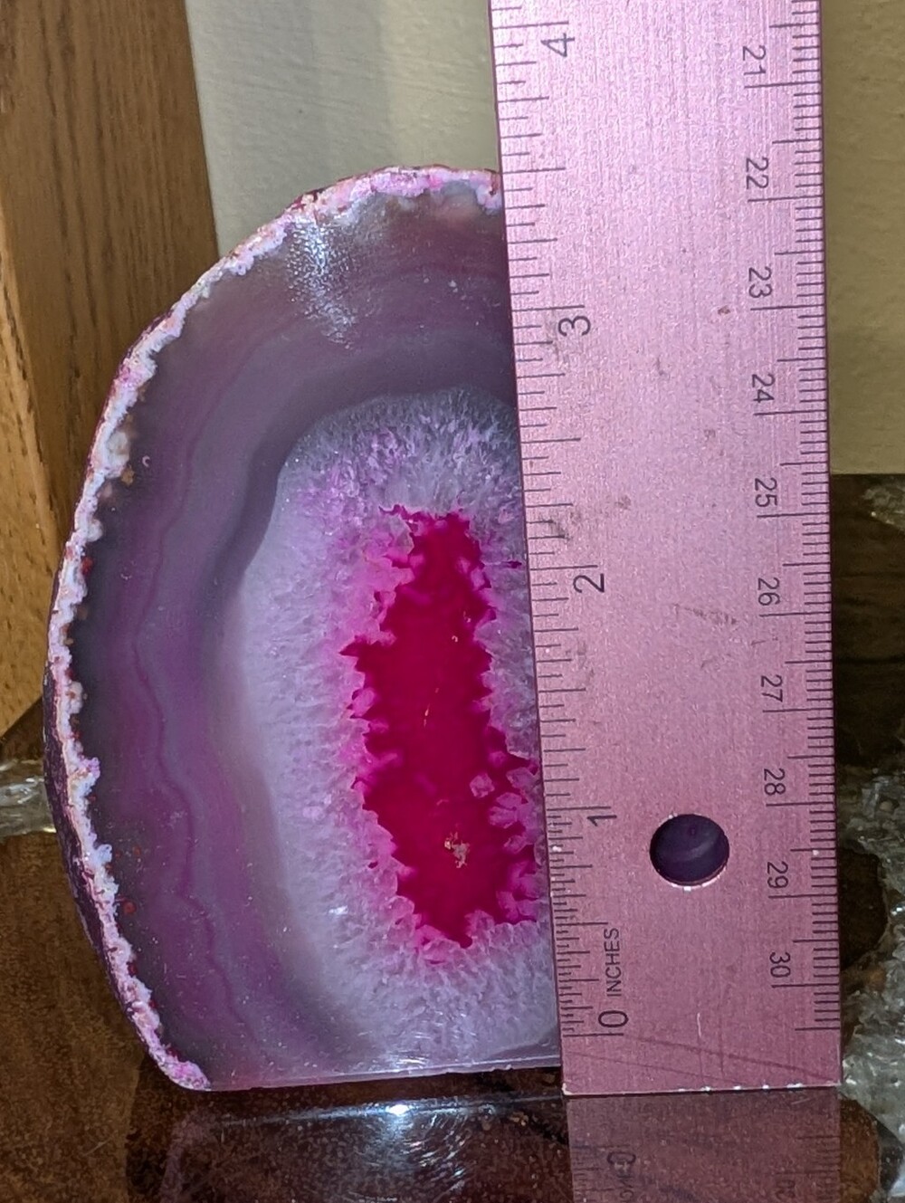 Agate Geode Sections Set of 3 Bright Pink - Picture 9 of 16